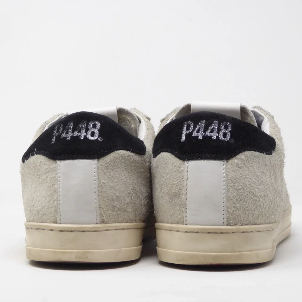P448 Women Sneakers Shoes White Gray Blue Glitter John Low Top 38 / 7-7.5